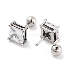 Quadratische Knorpelohrringe aus chirurgischem Edelstahl 316 mit Pavé-Zirkonia für Frauen und Männer&nbsp;EJEW-Z050-34A-01P