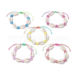 Браслеты из бисера ручной работы из натуральной смеси ракушек каури и полимерной глины для женщин BJEW-JB11816