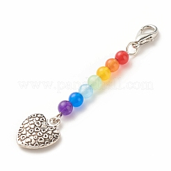 Chakra-Thema natürliche und gefärbte Malaysische Jade-Perlen-Anhänger-Dekorationen&nbsp;HJEW-JM00641-02