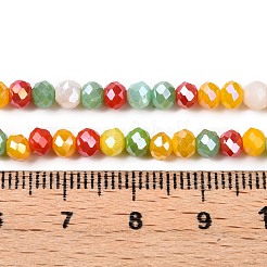電気メッキガラスビーズセット  ファセット(32ファセット)  ロンデル  カラフル  4x3.5mm  穴：0.7mm  約123~125個/連  16.96~17.32''（43.5~44センチメートル）&nbsp;GLAA-T023-B16-08