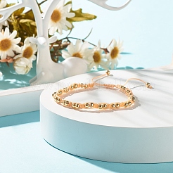 Браслет из круглых латунных плетеных бусин&nbsp;BJEW-JB07855