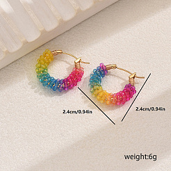 Элегантные разноцветные серьги-кольца из нержавеющей стали 201 MZ4594