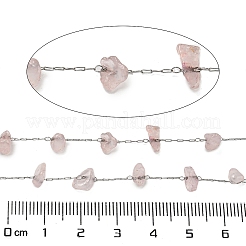Нержавеющая сталь 304 с цепочками из натурального розового кварца CHS-G038-09P-01