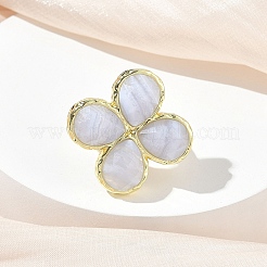Bagues ajustables en agate dentelle bleue naturelle facettée pour femmes&nbsp;RJEW-A092-01G-09