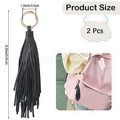 2 porte-clés pendentif pompon en cuir PU&nbsp;FIND-CL0002-41D
