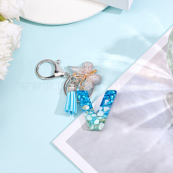 1шт брелок с буквами из смолы и акриловой бабочкой с кисточкой KEYC-GF0001-19C