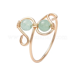 Круглое кольцо на палец с натуральным драгоценным камнем&nbsp;RJEW-TA00130