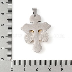 304ステンレスペンダント  十字架クロスチャーム  ゴールデン·ステンレス鋼色  33.5x25x4mm  穴：7x5mm&nbsp;STAS-C103-02GP-02