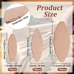 300 шт. 3-х видов буковых столярных бисквитов WOOD-OC0002-80