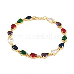 Латунь микро проложить кубического циркония браслеты ссылку BJEW-Z138-01G