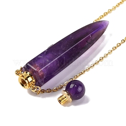 Colliers avec pendentif en forme de bouteille de parfum en améthyste naturelle&nbsp;G-B089-02G-08