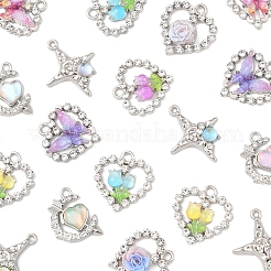 20 шт. 8 стиля стеклянных подвесок из платинового сплава&nbsp;FIND-FS0003-78