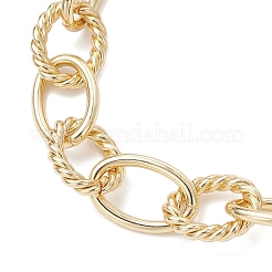 Браслеты-цепочки из овальных звеньев с текстурой из латуни для женщин BJEW-JB12577