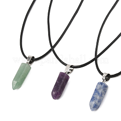 Набор для самостоятельного изготовления ожерелья с подвеской в виде пули из натурального и синтетического драгоценного камня и вощеного шнура DIY-FS0008-45