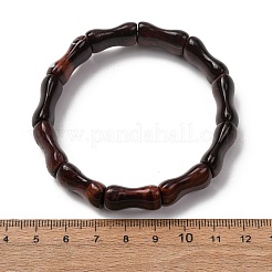 Pulseras elásticas de cuentas de ojo de tigre natural de bambú para mujeres y hombres&nbsp;BJEW-K272-01N