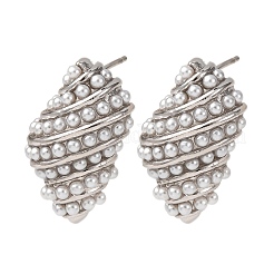 Boucles d'oreilles à tige en laiton conque&nbsp;EJEW-H165-01C-P