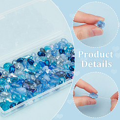 4 пакетик 2 видов прозрачных стеклянных бусин сегментированные разноцветные бусины&nbsp;GLAA-PH0003-25B