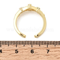 Латунные микропаве кубические цирконии манжеты открытые кольца для женщин&nbsp;RJEW-B160-02G