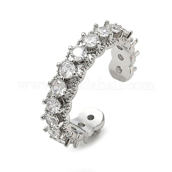 Offene Manschettenringe aus Messing mit Mikropavé und Zirkonia für Damen&nbsp;RJEW-C163-07P
