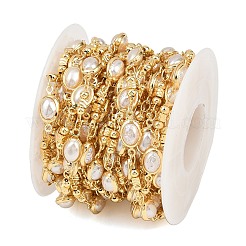 Латунные цепочки с имитацией жемчуга из АБС-пластика с овальными звеньями CHC-B025-07G