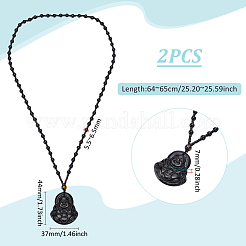 2 шт. ожерелье с подвеской в виде Будды Майтреи из искусственного камня NJEW-UN0001-59B