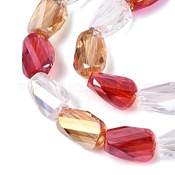 電気メッキ透明ガラスビーズ連売り  ツイスト  多面カット  クリムゾン  9~9.5x6~6.5x4~5mm  穴：1~1.4mm  約42~50個/連  15.16~18.11インチ（38.5~46cm）&nbsp;EGLA-N022-10A-C01