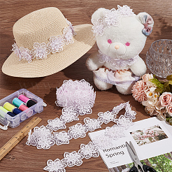 Отделка кружевом из органзы и бусинами из искусственного жемчуга&nbsp;OCOR-WH0085-53C