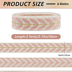 18 ярд полиэстеровых жаккардовых лент с листочками SRIB-CY0001-17B