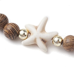 Летние пляжные эластичные браслеты из синтетической бирюзы и цвета венге&nbsp;BJEW-JB10514-02