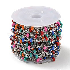 Цепи из нержавеющей стали 304 с эмалированными звеньями AJEW-Z028-09P-07