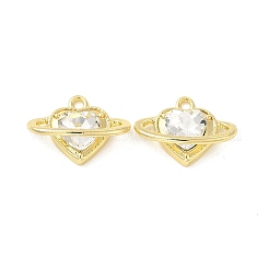 ラックメッキ合金ガラスチャーム  カドミウムフリー＆鉛フリー  ハート  ライトゴールド  14.5x20x5mm  穴：1.8mm&nbsp;FIND-G044-36LG