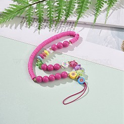 Ремешок для мобильного телефона с круглым и звездчатым ремешком из акрилового бисера HJEW-YW0001-03