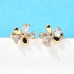 Orecchini a cerchio in ottone a forma di fiore&nbsp;EJEW-S256-01D-G
