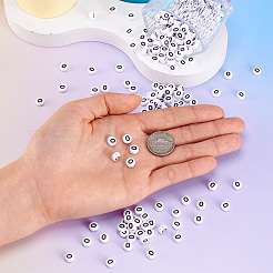 500 шт. Акриловые бусины с горизонтальным отверстием и буквами&nbsp;OACR-YS0001-03O