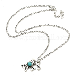 Lettre a ~ z en alliage plaqué argent antique avec colliers à pendentif turquoise synthétique&nbsp;NJEW-G080-01F