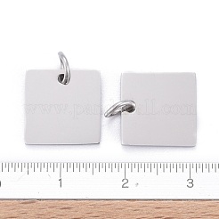 変色しにくい201ステンレススチールチャーム  手動研磨  正方形  ステンレス鋼色  12x12x1mm  穴：3.5mm&nbsp;STAS-S105-T630-1