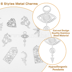 12 шт. 6 стиля гадания тема 201 нержавеющая сталь подвески&nbsp;STAS-DC0012-70
