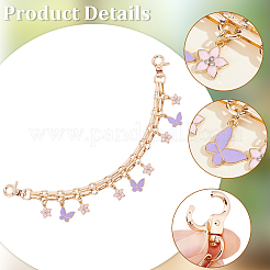 2 pendentif en alliage émaillé en forme de papillon lilas et de fleur rose pour sac en aluminium&nbsp;HJEW-BBC0001-38