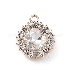 合金ラインストーンペンダント  フラットラウンドのチャーム  ライトゴールド  ミックスカラー  19x15.5x6mm  穴：2mm&nbsp;ALRI-C008-58LG