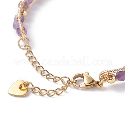 Rundes natürliches Amethyst-Perlenarmband&nbsp;BJEW-TA00038-02
