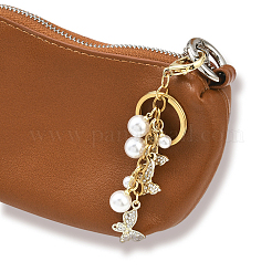 Подвеска-бабочка из сплава горного хрусталя с жемчужными бусинами из АБС-пластика&nbsp;KEYC-YW00223