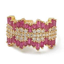 Латунные микро проложить манжеты кольца кубического циркония&nbsp;RJEW-G113-07G