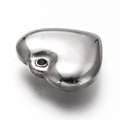 変色しない304ステンレススチールペンダント  ハート  ステンレス鋼色  15.5x16.5x4.5mm  穴：1.6mm&nbsp;STAS-I170-34A