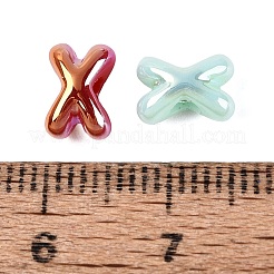 UVメッキ不透明アクリルビーズ  虹色の  文字x  ミックスカラー  8x5.5x5mm  穴：2.2mm  約500個/袋&nbsp;OACR-N165-04