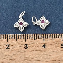 Буддийский кулон из стерлингового серебра с подвеской в виде креста дордже и ваджры из стекла.&nbsp;STER-A050-07S