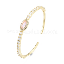 Bracelet manchette ouvert oeil de cheval zircone cubique&nbsp;BJEW-G651-08G-04