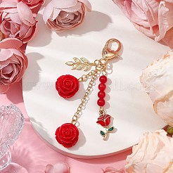 Pendentif décoratif en résine et alliage émaillé rose sur le thème de la Saint-Valentin&nbsp;HJEW-JM02345