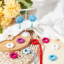 28 шт. двухцветные крашеные деревянные бусины WOOD-AR0001-21