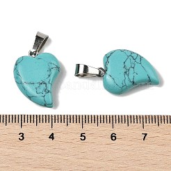 合成ターコイズペンダント  201ステンレススチール製金具付き  ハート  22x15~16.5x6mm  穴：5x7mm&nbsp;G-B127-11P-04