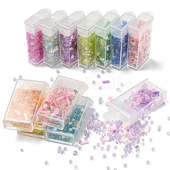 120g 12色の手作りポリマー粘土カボションとプラスチックビーズ、DIYジュエリー作りの材料  混合図形  ミックスカラー  2~8x2~7x0.5~5.5mm  10 G /カラー&nbsp;CLAY-YW0002-60